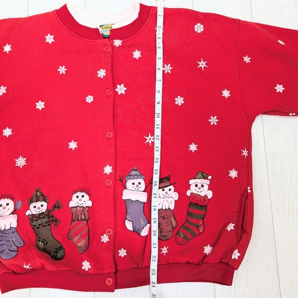 Cabela's Snowman Cardigan Women's Size XL or 2X Sweatshirt Christmas Red - Picture 11 of 13